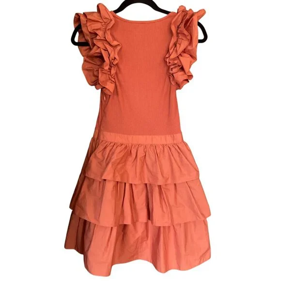 Ulla Johnson Orange Rust Ruffle Dress SZ 0 Spring - Picture 4 of 12